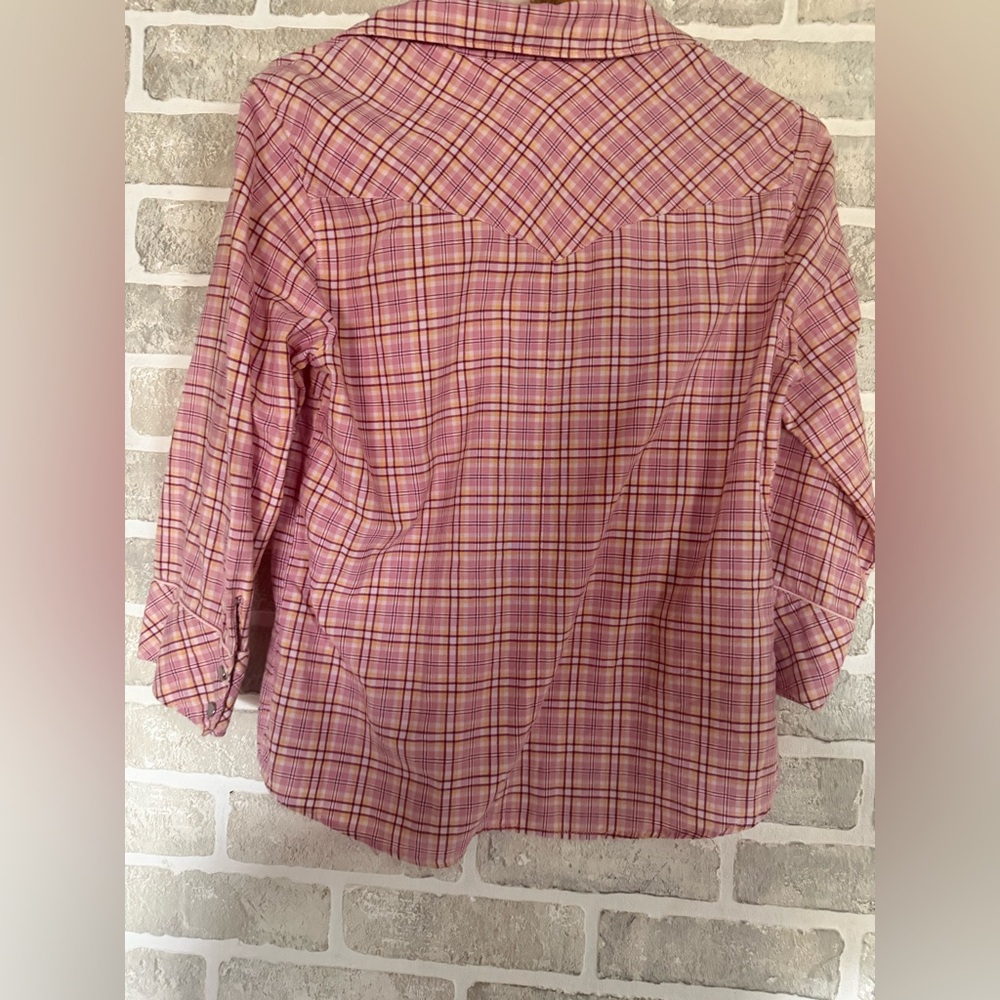 Pink Plaid Women's Button Down Shirt - Picture 6 of 6